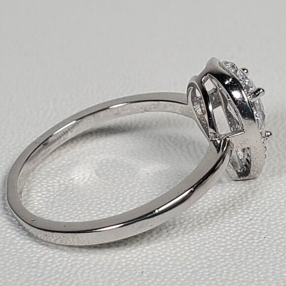 Sterling Silver Pear-Shaped Halo Ring (Size 6.75 - 7) - Picture 8 of 12